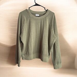 J Crew Women's Vintage Fleece Sweatshirt In Green Olive Size Large
